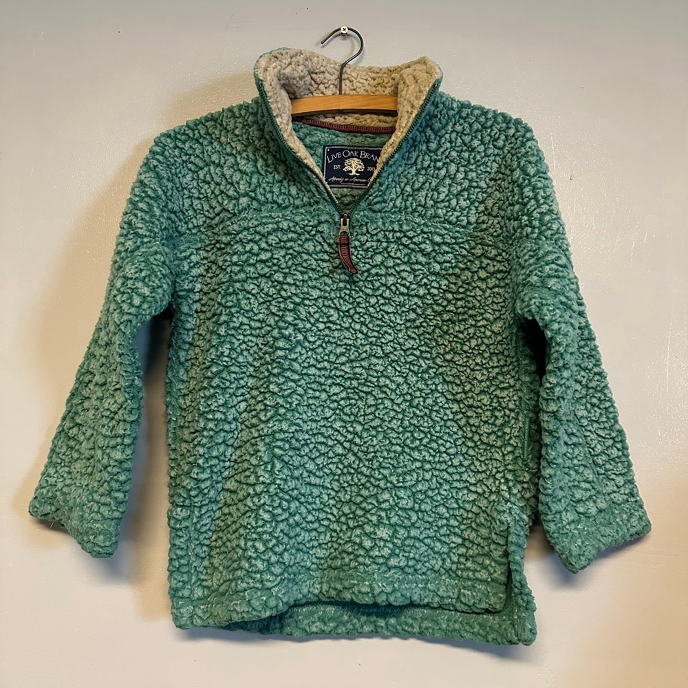 Girls Live Oak Brand Green Sherpa Pullover size small
